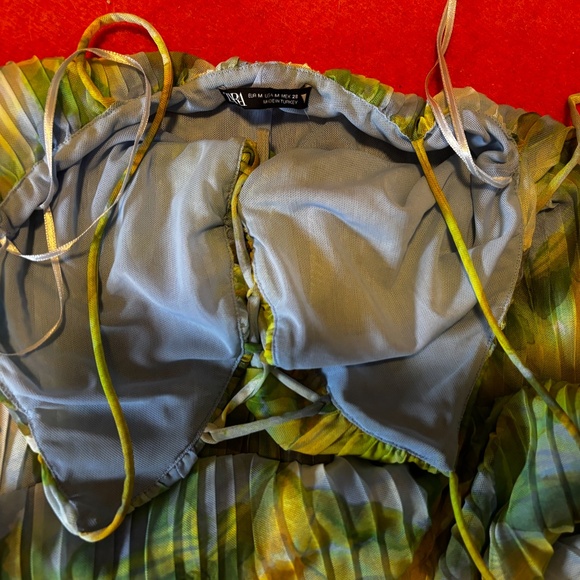 Zara blue and green pastel tulle pleated maxi dress made in Europe EUC - Picture 8 of 12